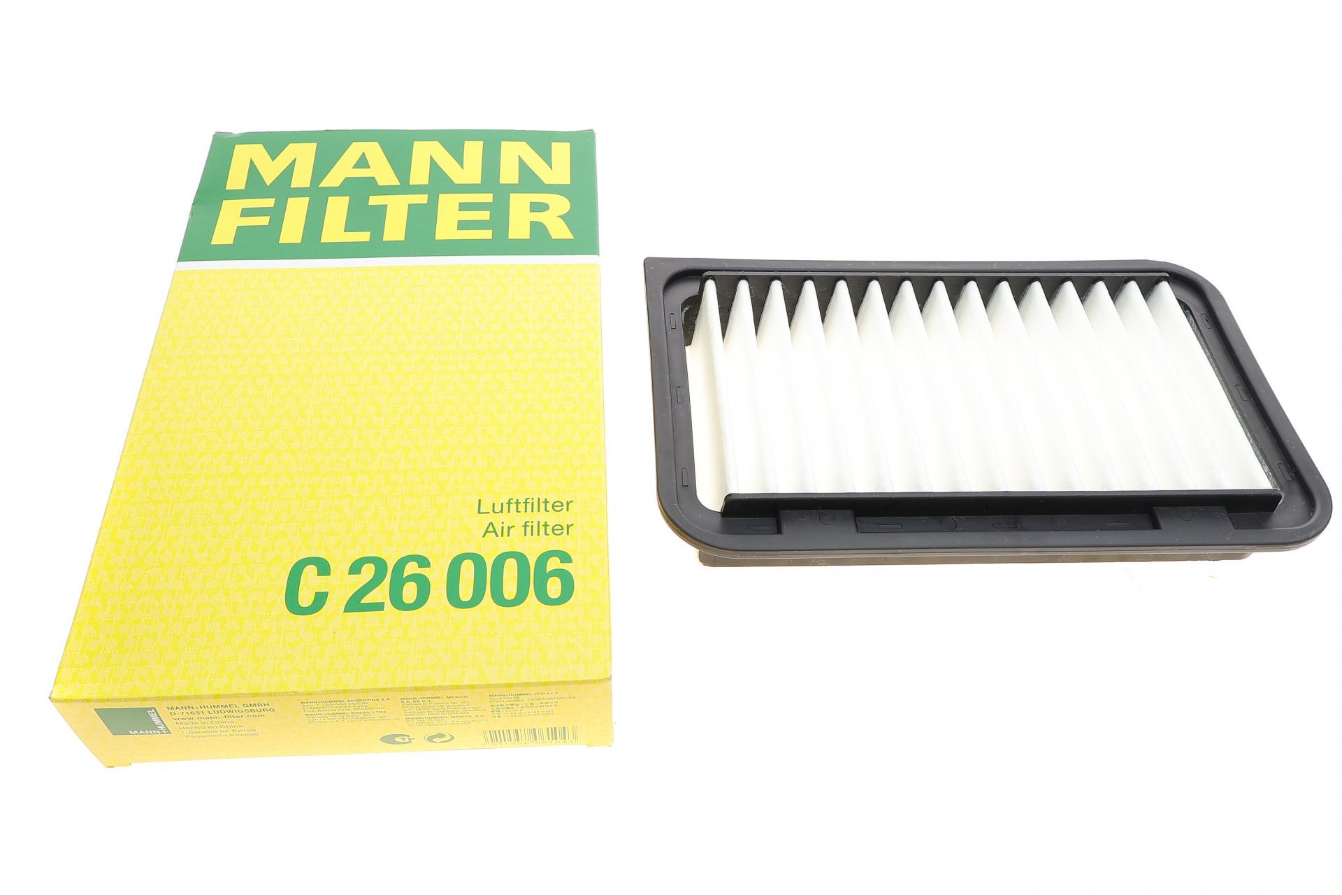 Фильтр воздушный Mann-Filter для Suzuki Swift 1,2-1,4i 10-/Splash 1,2/LPG 08-/Opel Agila 1,2 10-14 C 26 006)