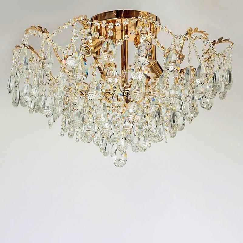 Люстра кришталева стельова Light House SH-18220/8 610х610х430 мм Золотий