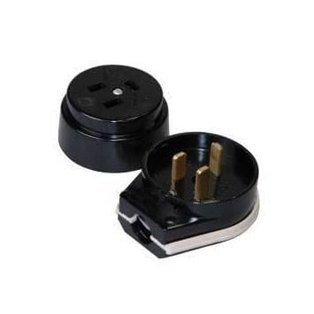 Вилка и гнездо для электроплиты Lemanso однофазное из/з бакелит 250V Черный (LMA316)