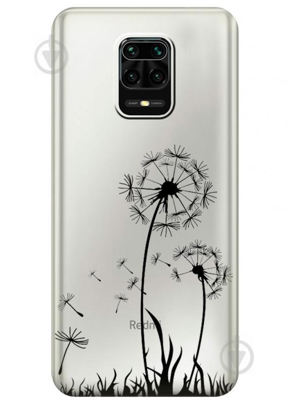Прозрачный силиконовый чехол iSwag для Xiaomi Redmi Note 9S с рисунком - Одуванчики (M1718)
