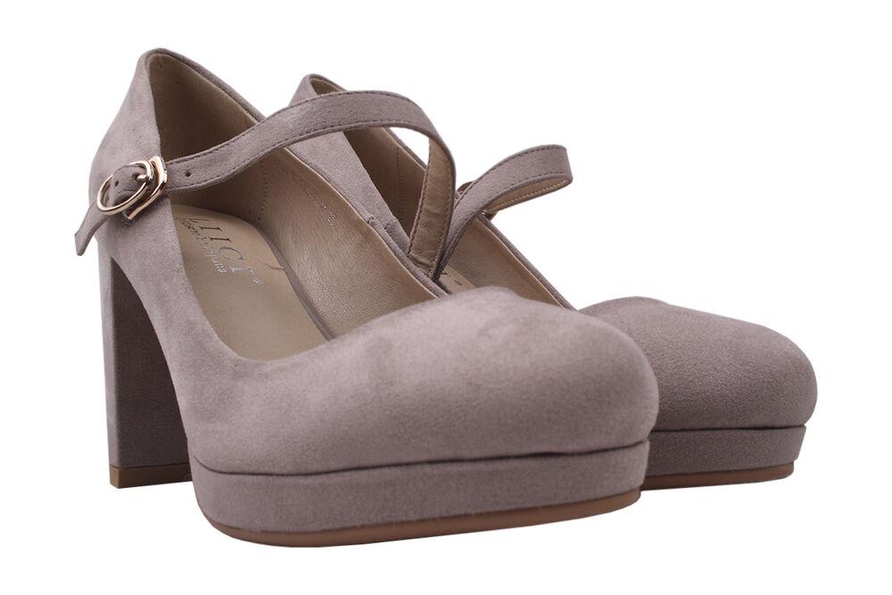 Туфли Liici на каблуке женские из эко-замши р. 38 Пудра (115-20DT)