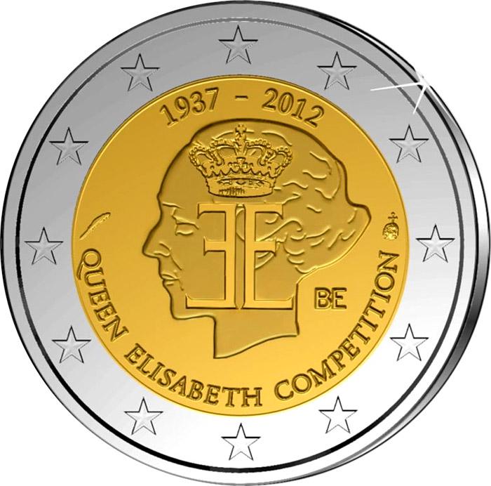 Колекційна монета Бельгія 2 євро 2012 75 років конкурсу імені королеви Єлизавети UNC (KM#317)