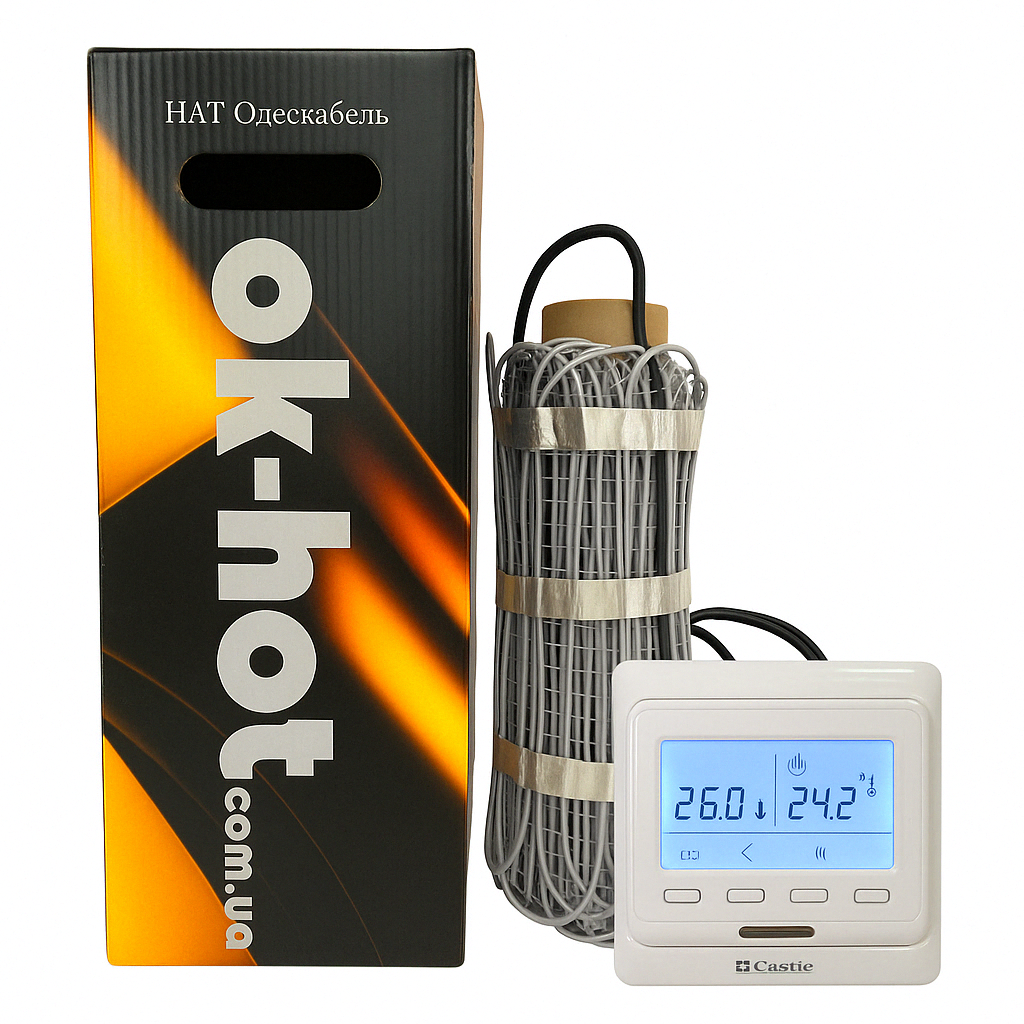 Мат нагревательный Одескабель OK-hot 170 0,6 м2/100 Вт/электронный терморегулятор/теплый пол под плитку с программатором - фото 1 Мат нагревательный Одескабель OK-hot 170 0,6 м2/100 Вт/электронный терморегулятор/теплый пол под плитку с программатором - фото 1