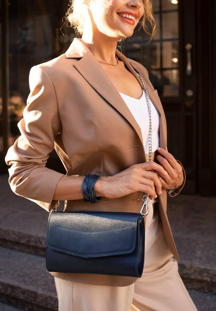 Жіноча сумка шкіряна Еліс Темно-синій (A-026523)