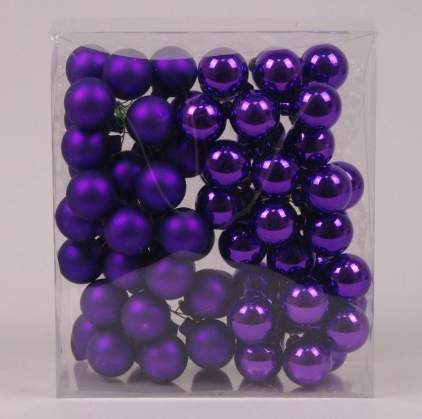 Шарики стеклянные 3 см 6 пучков 72 шарика Фиолетовый (40229)