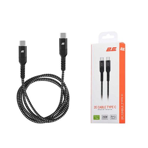 Кабель 2E USB-C to USB-C 240 Вт 1 м Чорний (2E-CCCCAL-WH) - фото 3