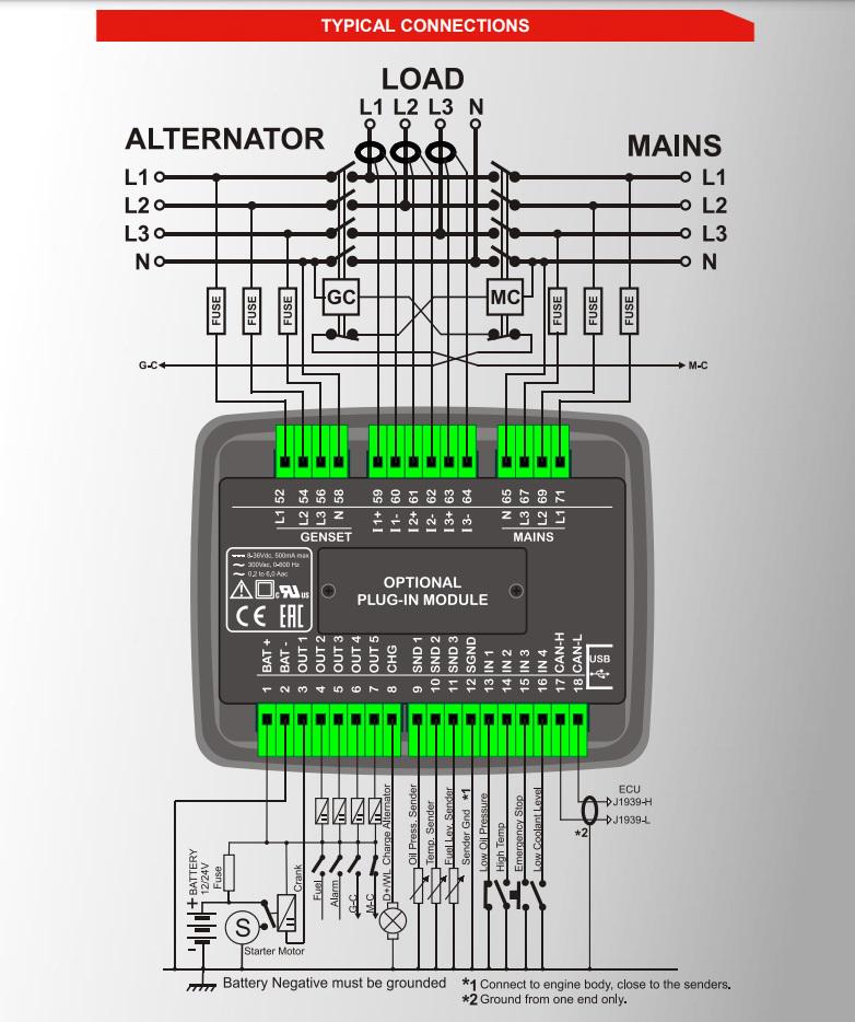 Багатофункціональний контролер генератора DATAKOM D-100-MK2 з J1939 - фото 3