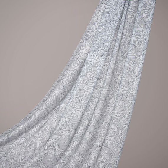 Ткань шифон IDEIA Принт Листья 1,5 м Белый (2200004219769)