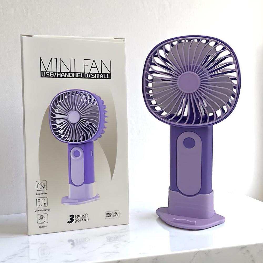 Портативний вентилятор на акумуляторі з USB 3 режими Фіолетовий