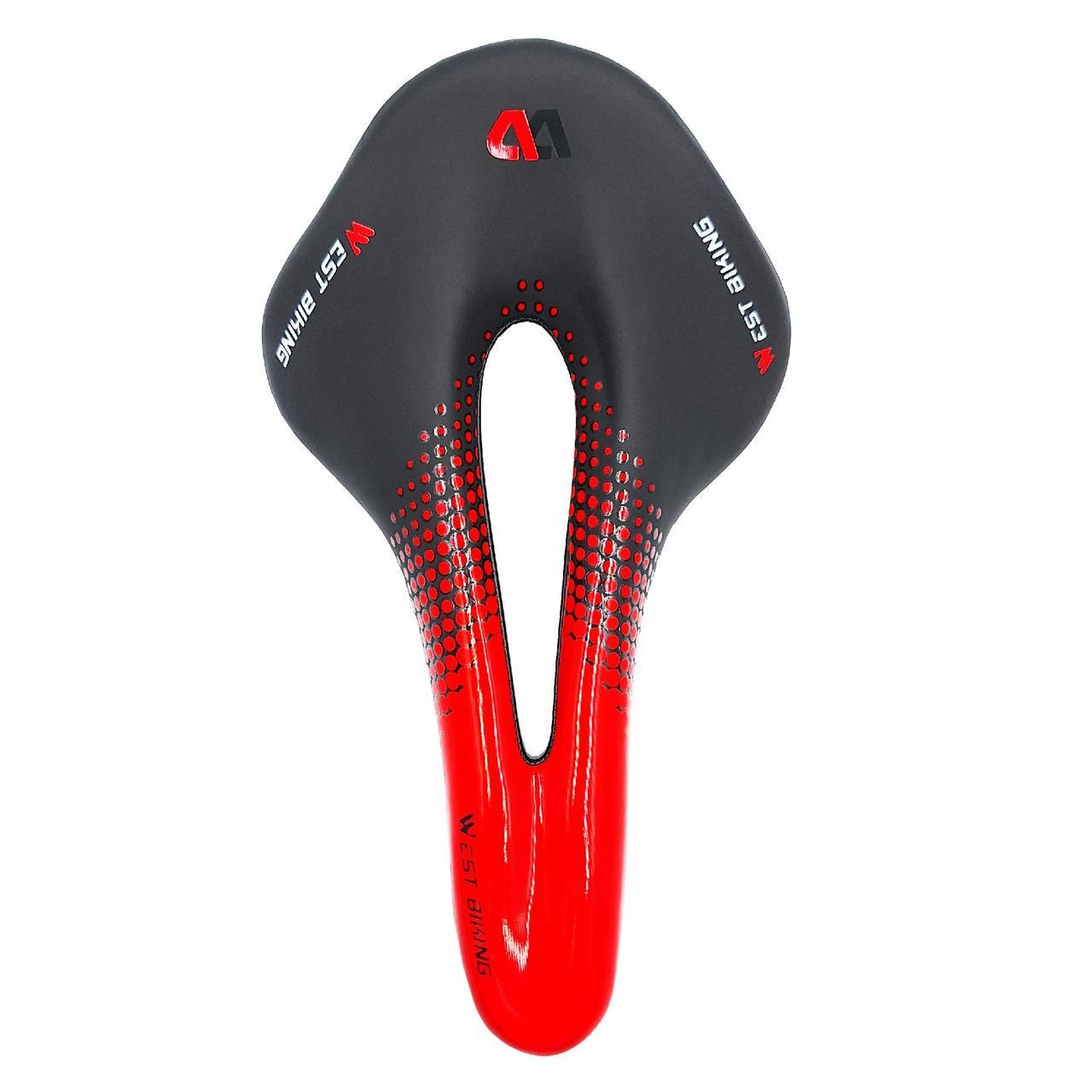 Сідло велосипедне West biking Sport YP0801117 з вентиляційним отвором 25х15 см Чорний з червоним (G0001271) - фото 3