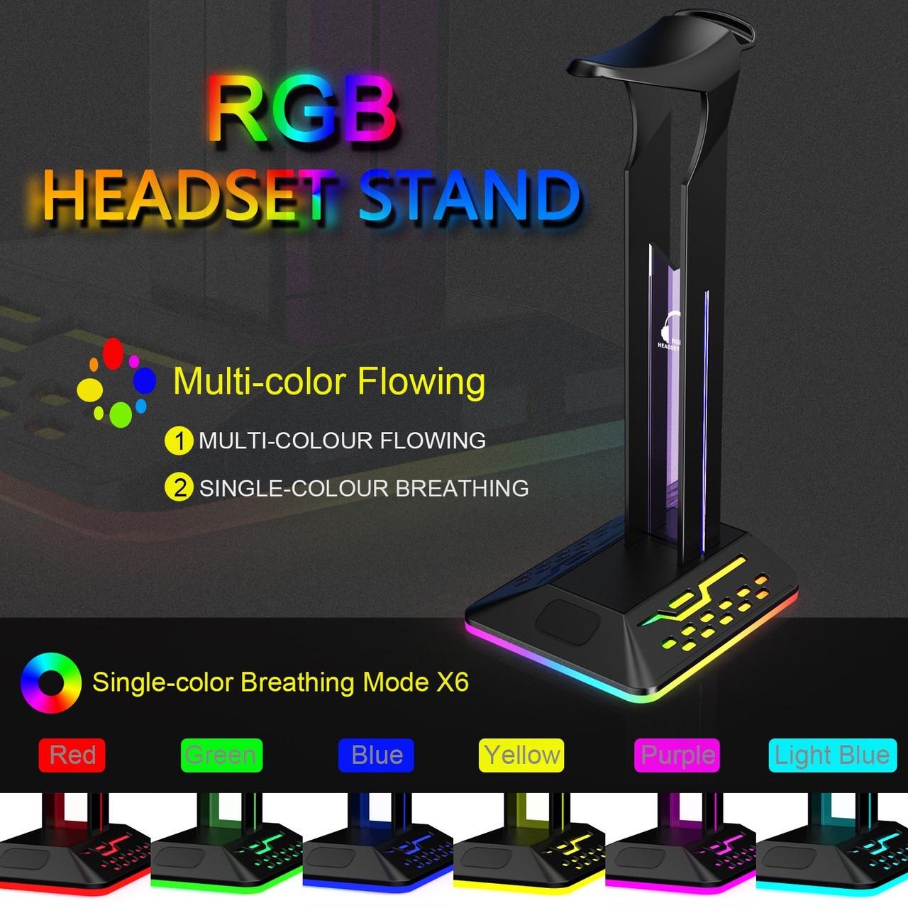 Подставка для геймерских наушников RGB Headphone Stand c двойным USB хабом (000747) - фото 8