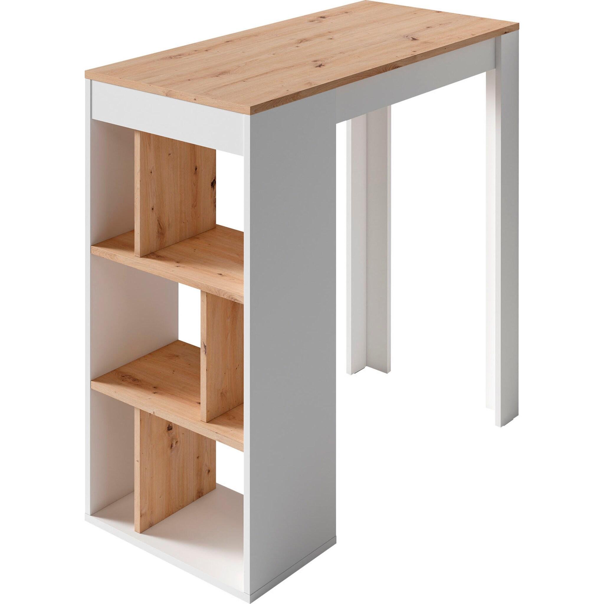 Барний стіл з полицями Мініатюр Білий/Дуб сонома (MS500)