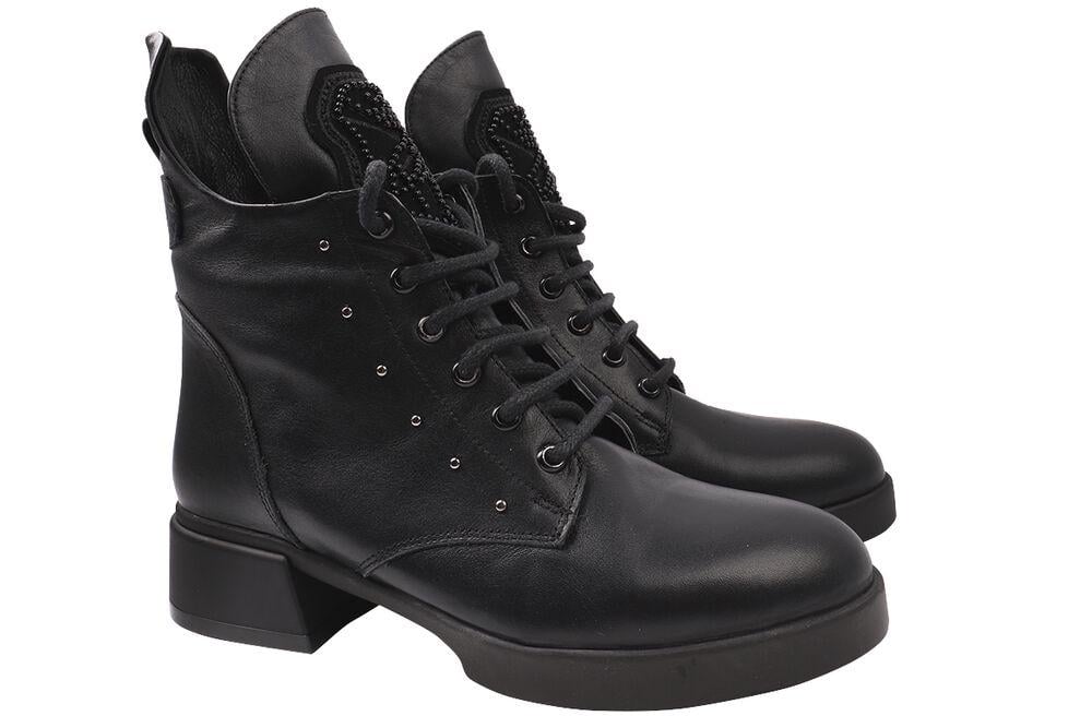 Ботинки женские Guero из кожи на низком каблуке высокие р. 39 Черный (375-21ZHC)