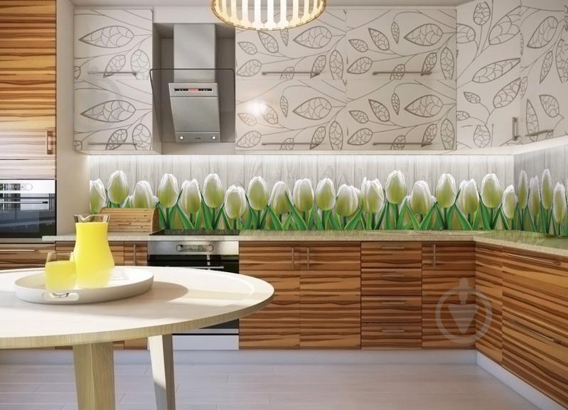 Кухонный фартук Zatarga Тюльпаны 01 650х2500 мм Белый (Z180102/1)