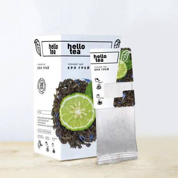 Чай чорний пакетований листовий Hello Tea Ерл Грей з бергамотом 20 шт. (19307076)