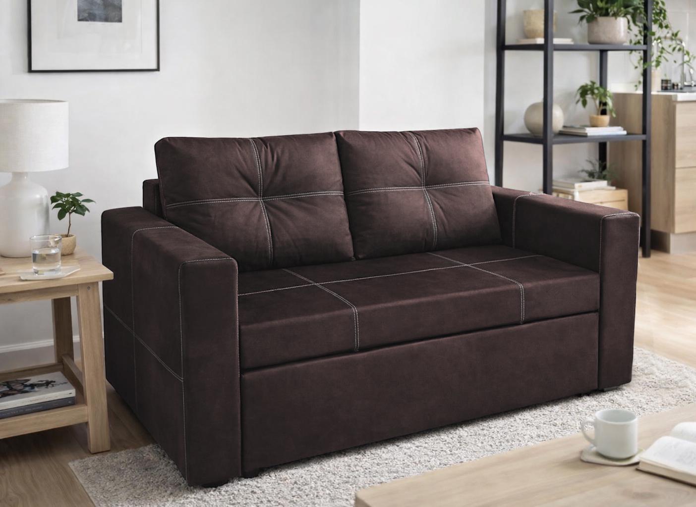 Диван розкладний прямий Tobi Sho Аркс 150x93 см велюр Шоколадний (Chocolate)