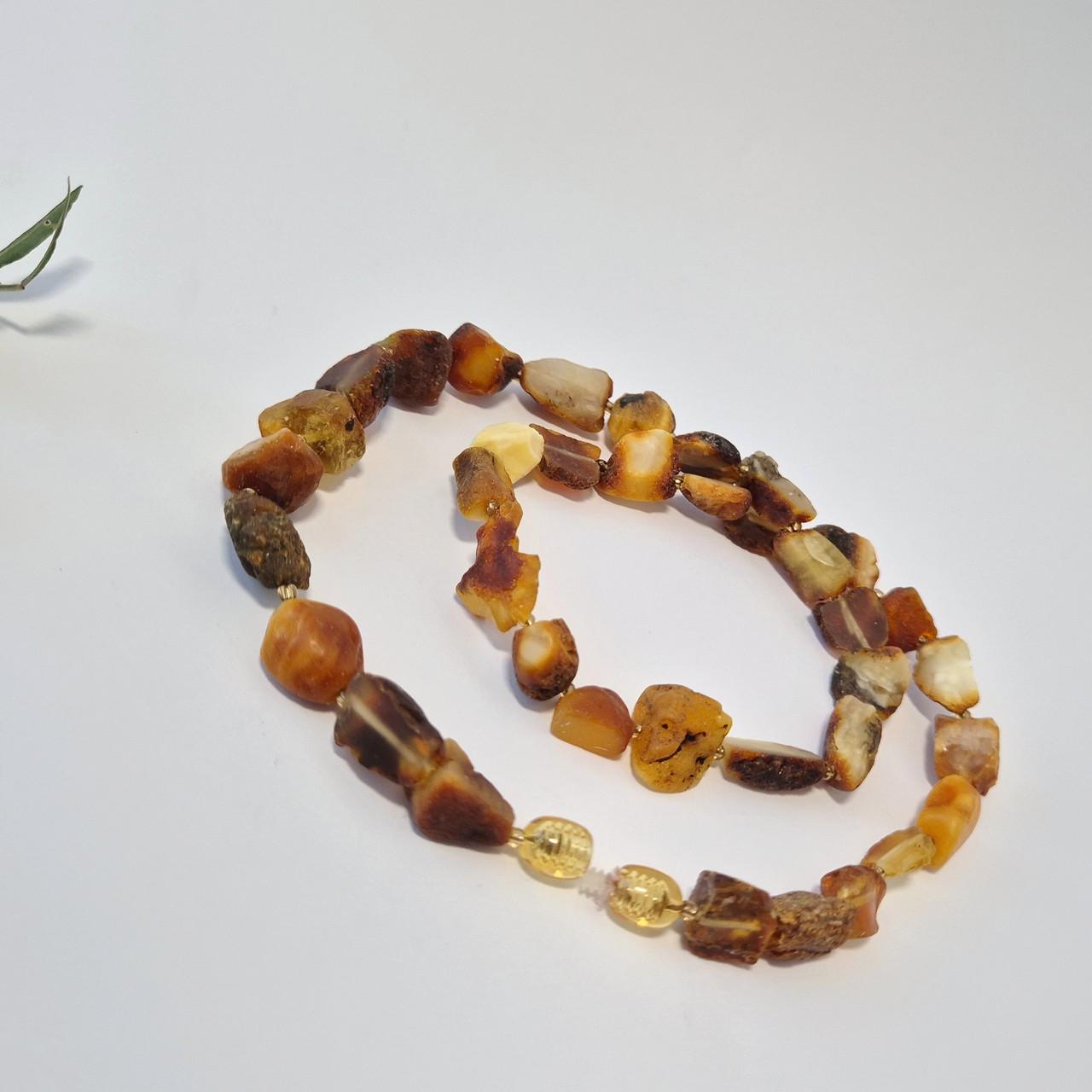 Ожерелье из натурального Янтаря лечебное необработанное 50 см Коричневый (янтарь50/200крупк)