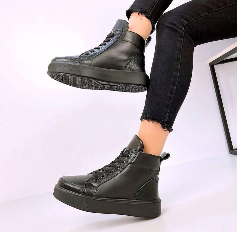 Ботинки женские кожаные Ailinda р. 39 Черный (901-2М) - фото 2