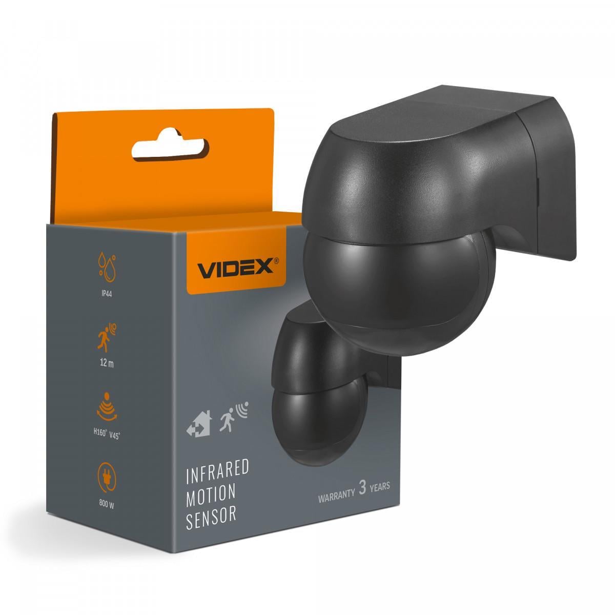 Датчик руху та освітленості Videx VL-SPW11B 220V 800W IP44 інфрачервоний Black Датчик руху та освітленості Videx VL-SPW11B 220V 800W IP44 інфрачервоний Black