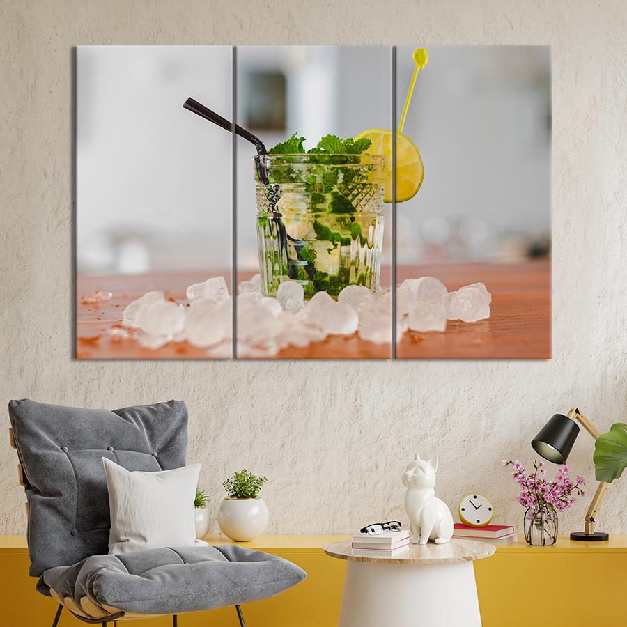 Настенний декор Ледяной коктейль Мохито с трубочкой 128x81 см (A489-3)
