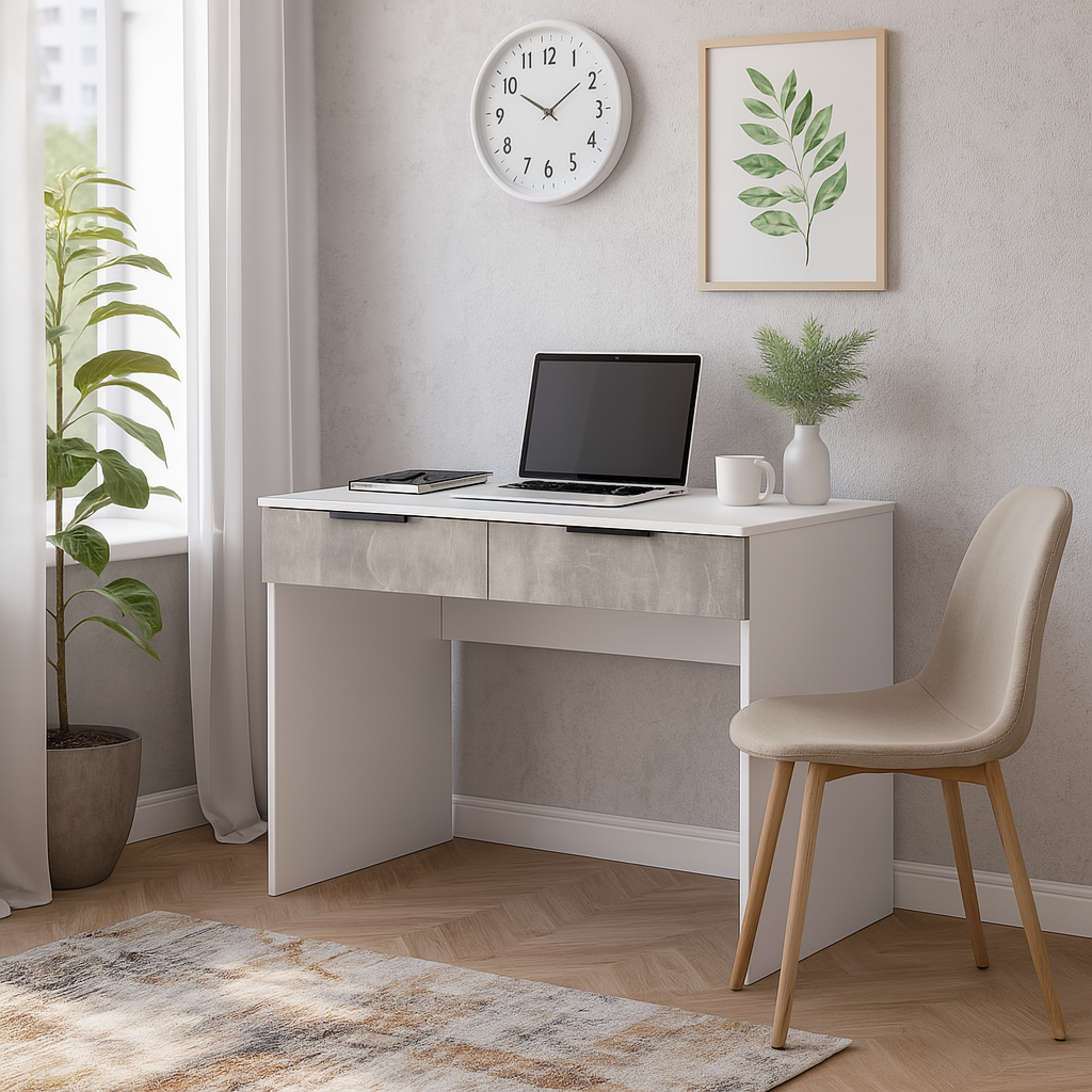 Стіл письмовий СП5 2Я SENAM 780х900х600 мм корпус ДСП Білий фасад ДСП Ательє світлий