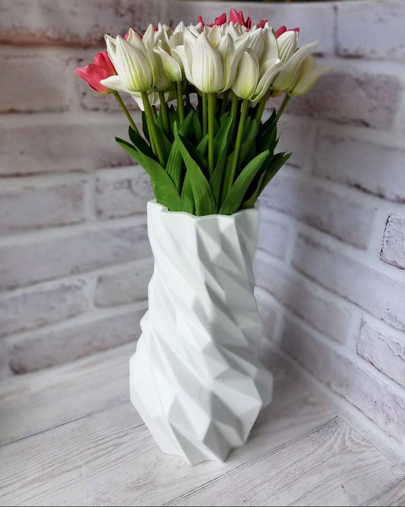 Ваза керамическая Скала 37 см Белый