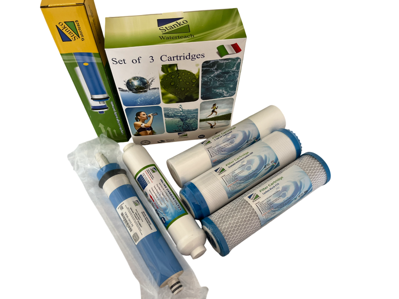Набор сменных фильтров для обслуживания 5 ступенчатых систем обратного осмоса Stanko 1812 75 gpd