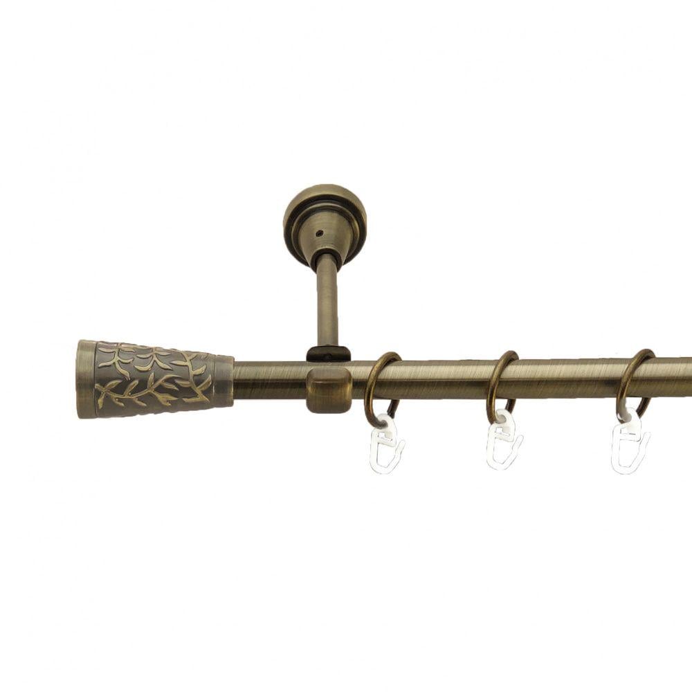 Карниз металевий Orvit Севілія однорядний відкритий/гладка труба/кільце металеве Антик 16 мм 160 см (3327932)