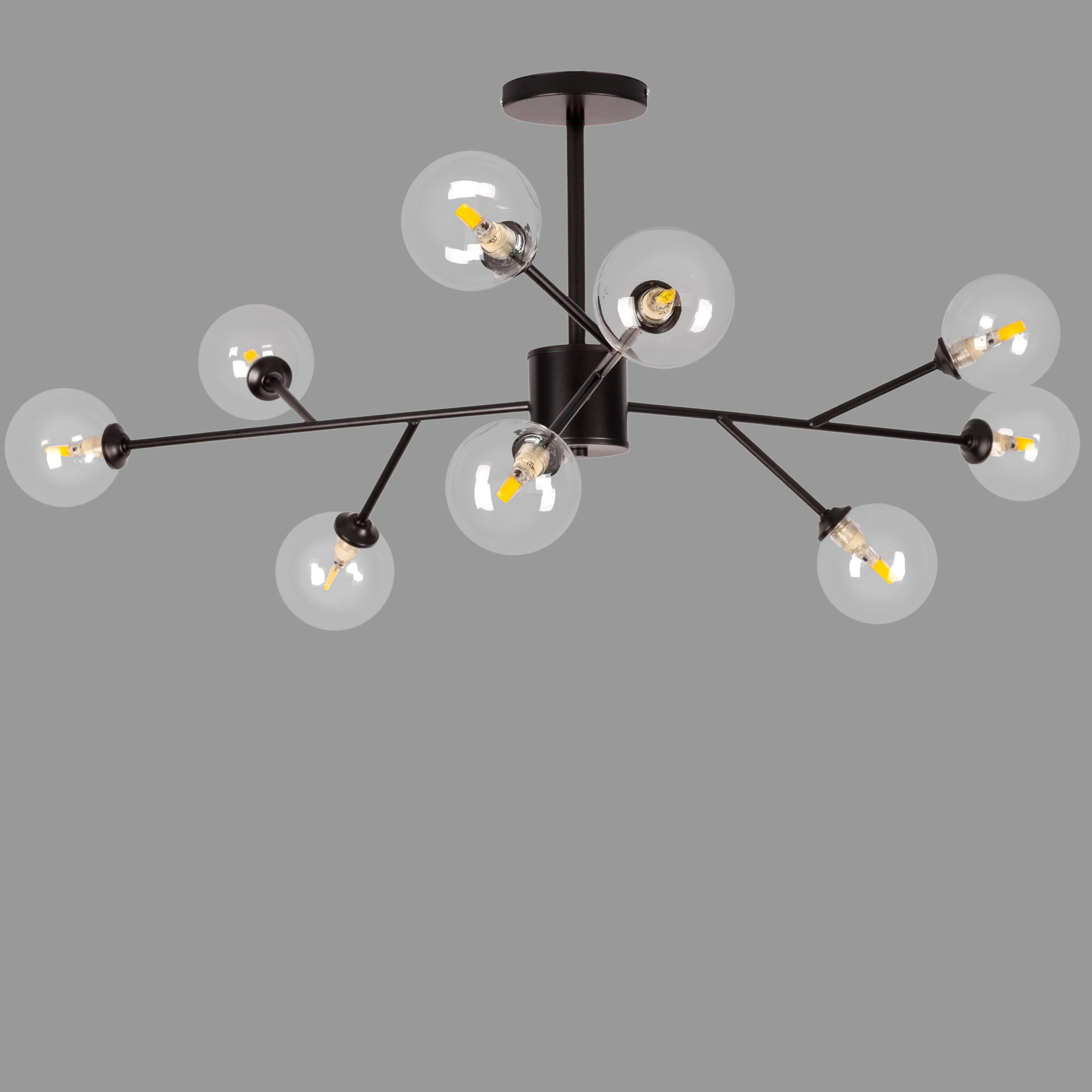 Люстра современная на 9 ламп Черный (52-9806-9 BK+CL)