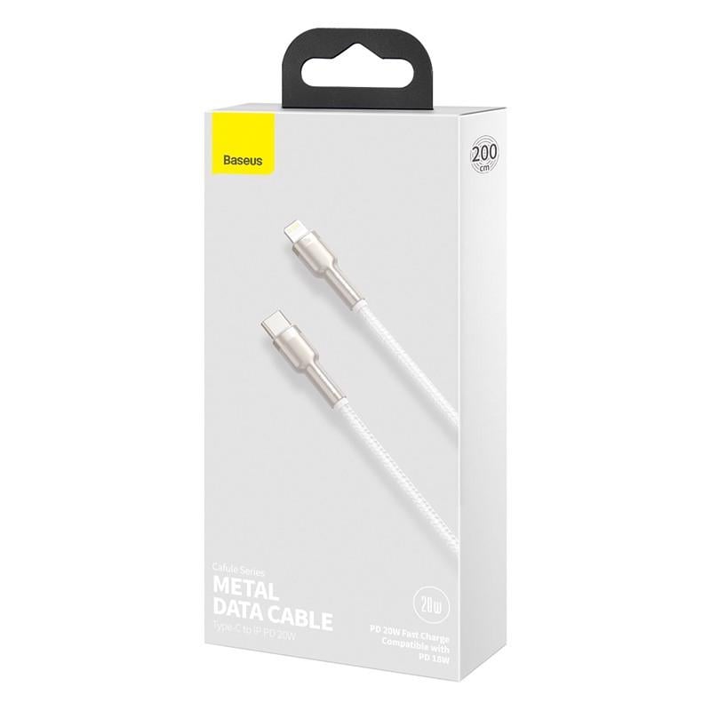 USB кабель BASEUS Type С на Lightning Cafule Series Metal Data Cable 2 м 20W PD White - фото 7