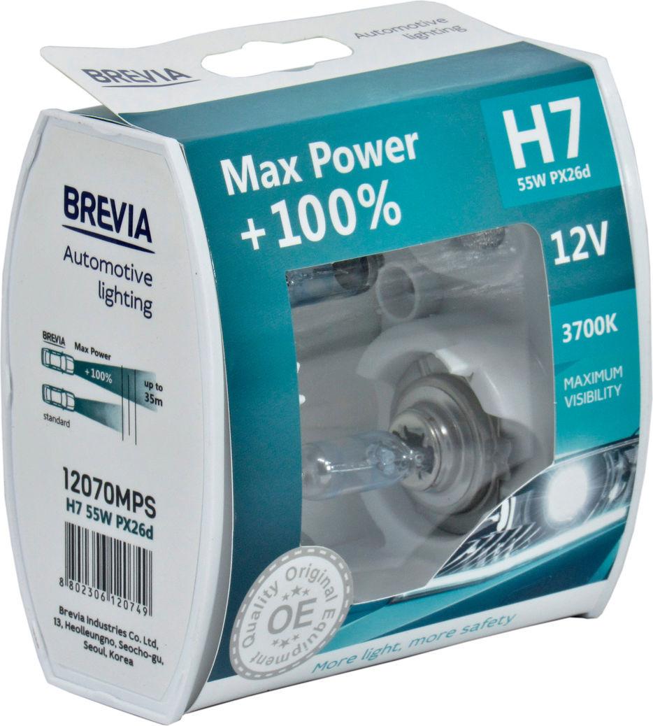 Лампочка галогенная Brevia H7 PX26d 12V-55 Вт +100 Max Power 12070MPS 12V-H7 PX26d 2 шт.