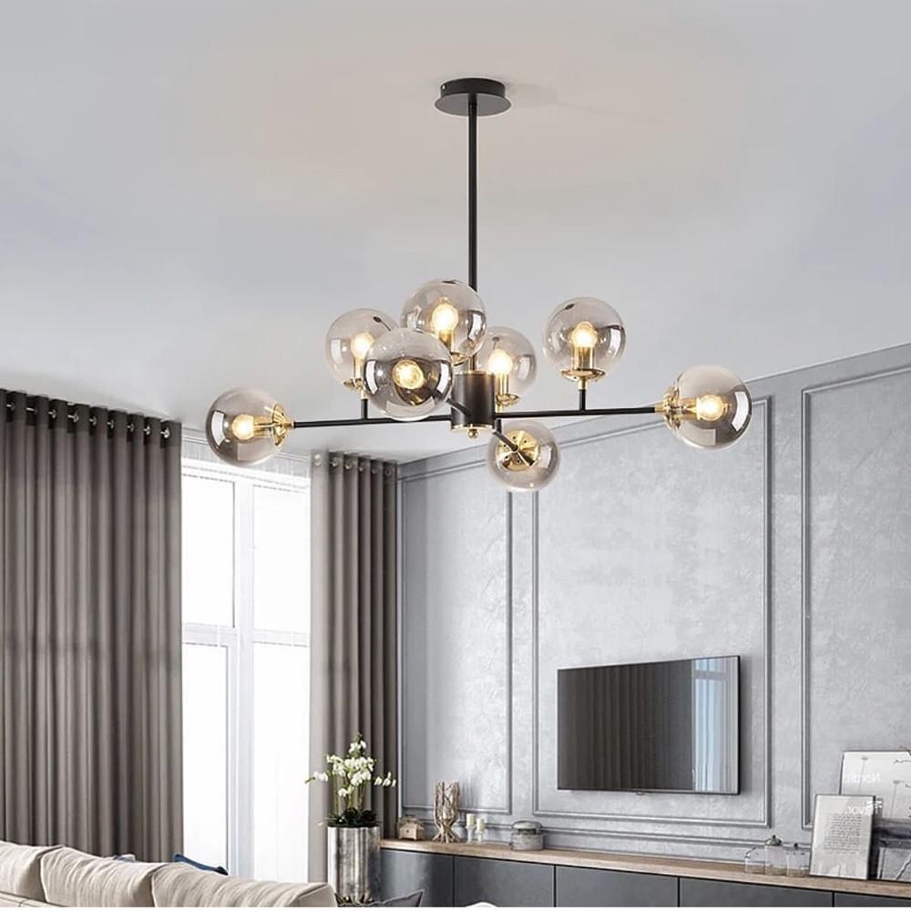 Світильник лаконічний на 8 бурштинових плафонах Чорний (AOC 12) - фото 1