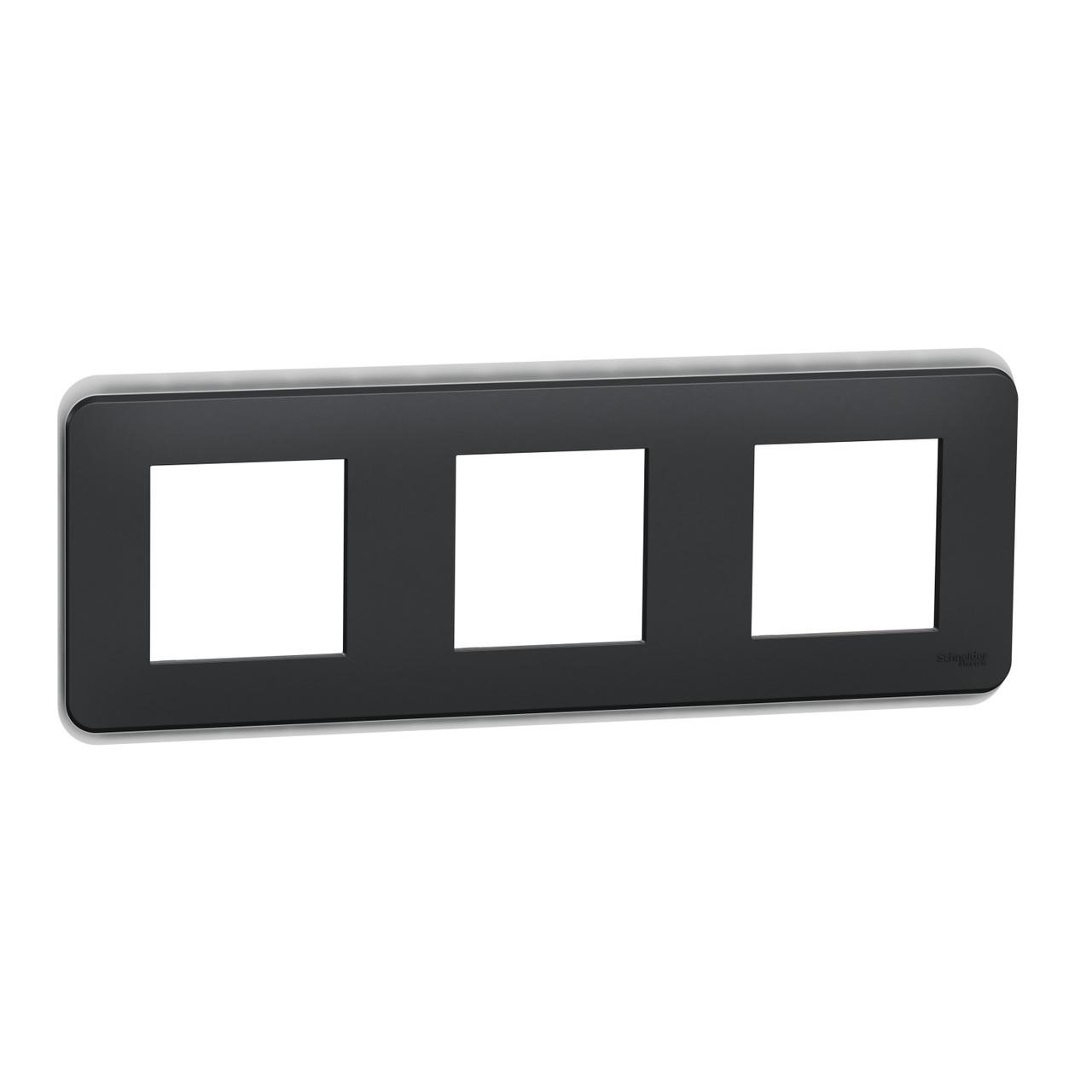 Рамка 3-постовая Schneider Electric Unica New ABS-UV 227х85х10 мм Черный (NU400654)
