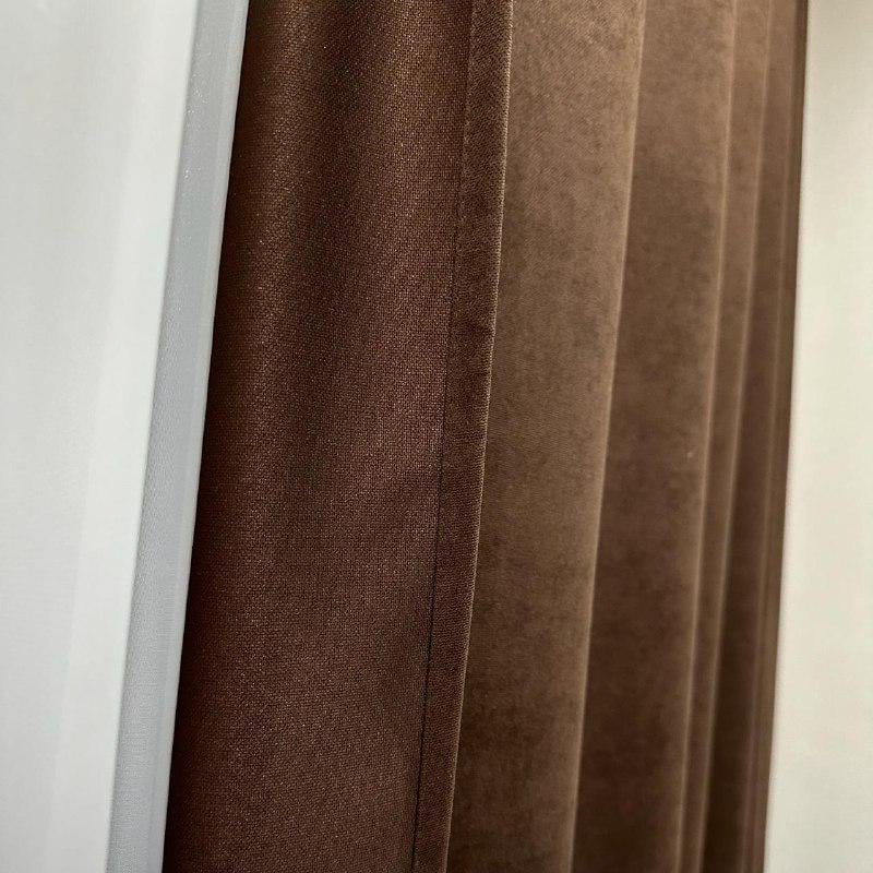 Комплект штор микровелюр 2 шт. 1,5х2,7 м готовые на шторной тесьме 6 см Коричневый (petek-V13) - фото 8 Комплект штор микровелюр 2 шт. 1,5х2,7 м готовые на шторной тесьме 6 см Коричневый (petek-V13) - фото 8