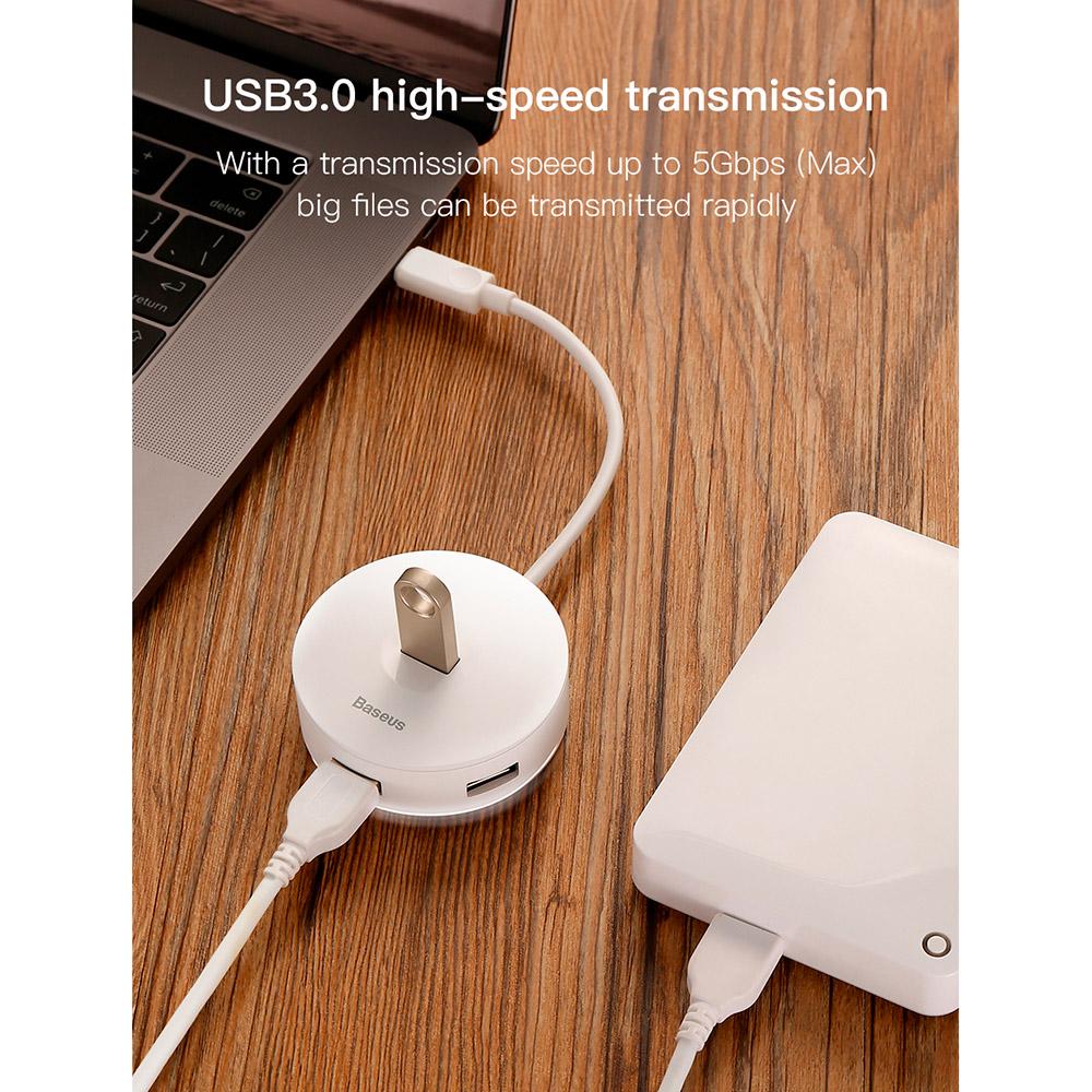 Хаб Baseus Round Box 4-Port USB-C 0,1 м Black (CAHUB-G01) - фото 9