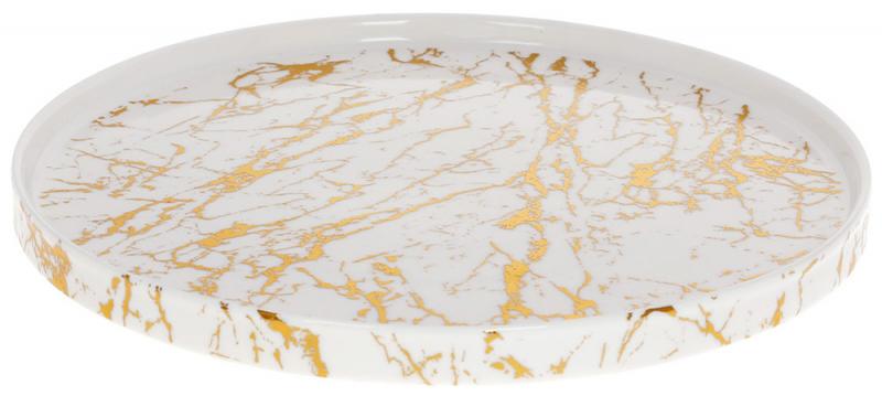 Блюдо фарфорове Мармурова Розкіш 28х28х2 см Білий/Золотий (32325736)
