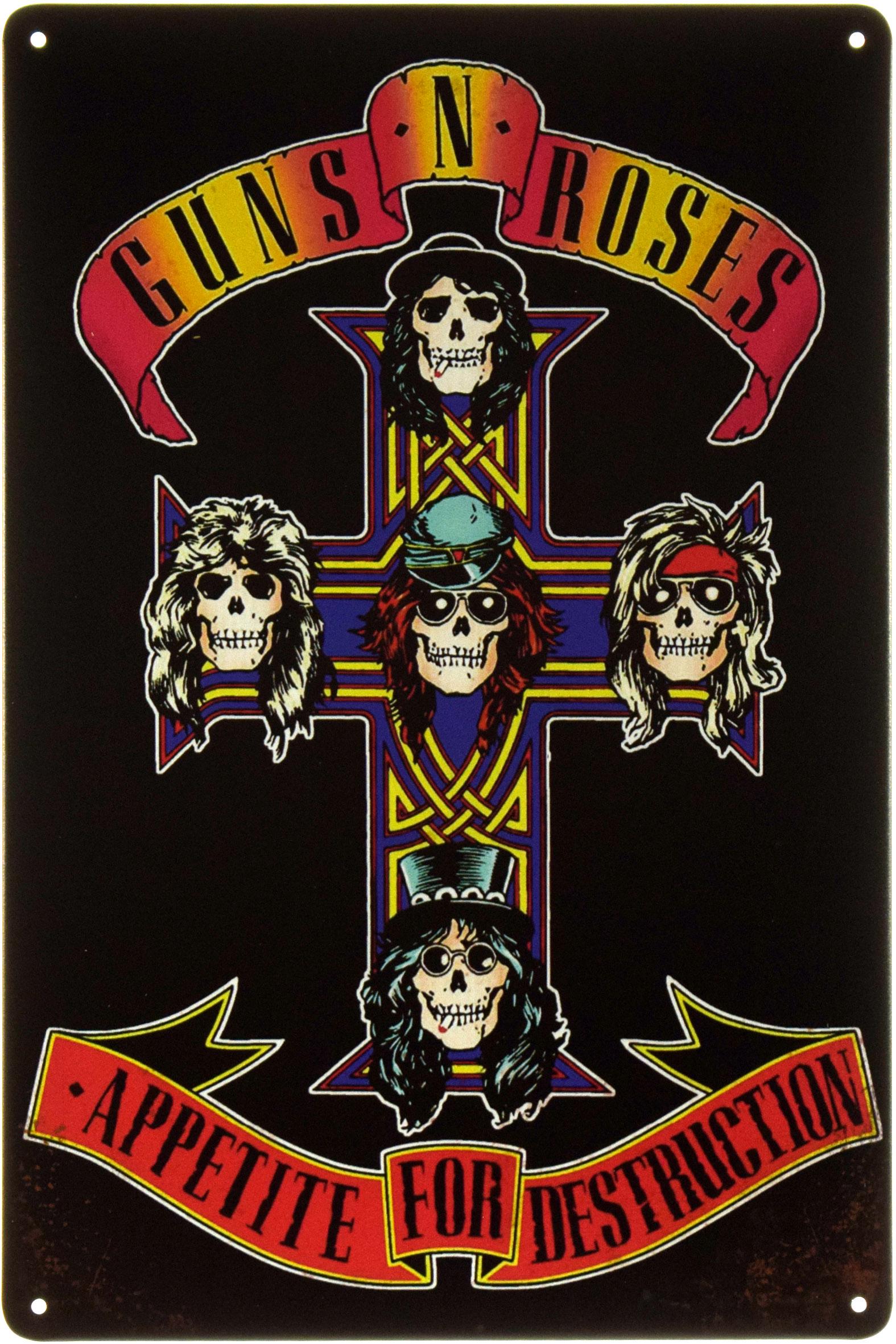 Табличка металлическая Guns N’ Roses Appetite For Destruction 20x30 см