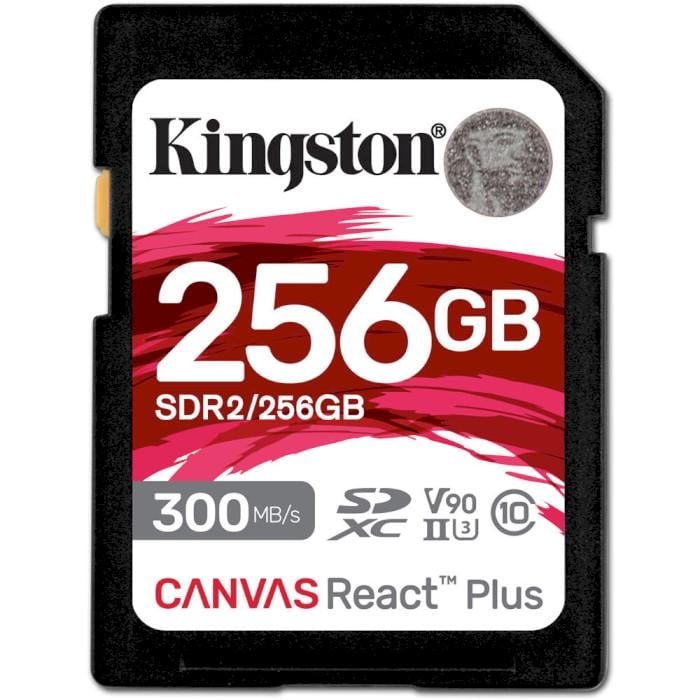 Карта памяти SDXC Kingston Canvas React Plus 256 Гб C10 UHS-II U3 V90 Black (SDR2/256GB)