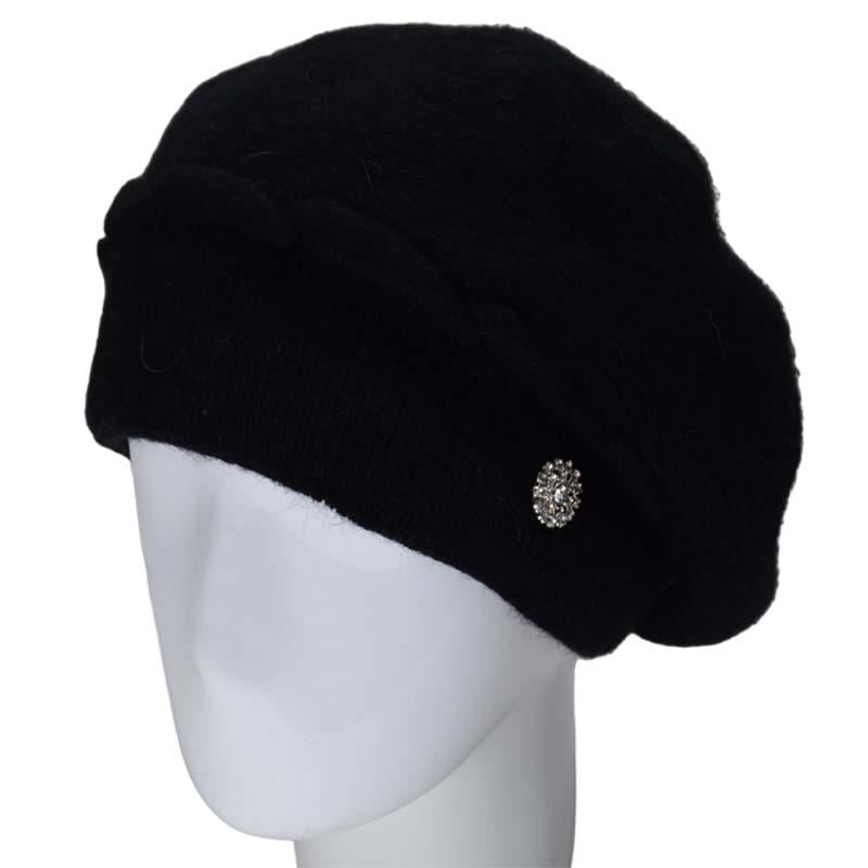 Берет женский Novita Динара ангоровый зимний Черный (118724)