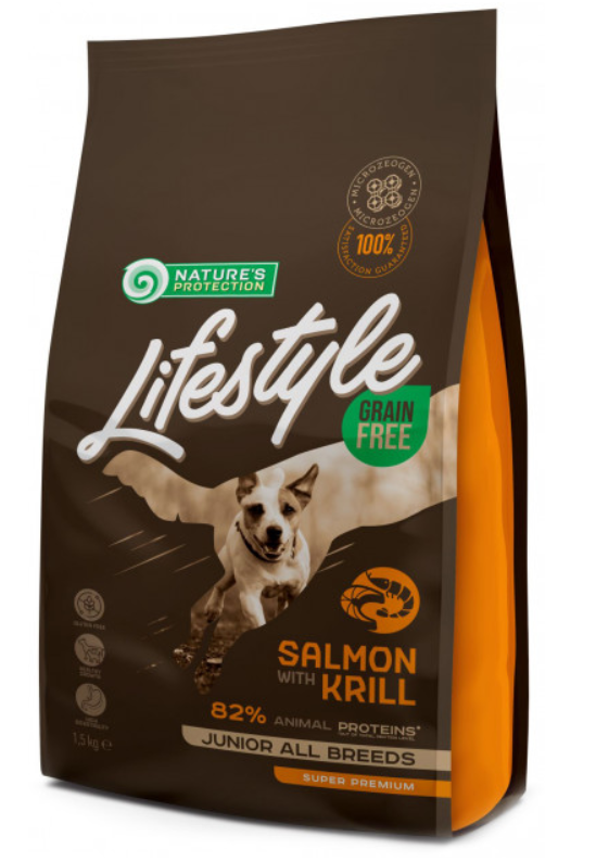 Корм для собак Nature's Protection Lifestyle Grain Free Salmon with Krill Junior 1,5 кг