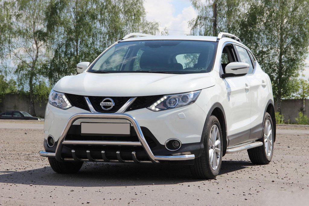 Кенгурятник WT003-Plus CAN для Nissan Qashqai 2014-2021 рр. нержавіюча сталь Хром