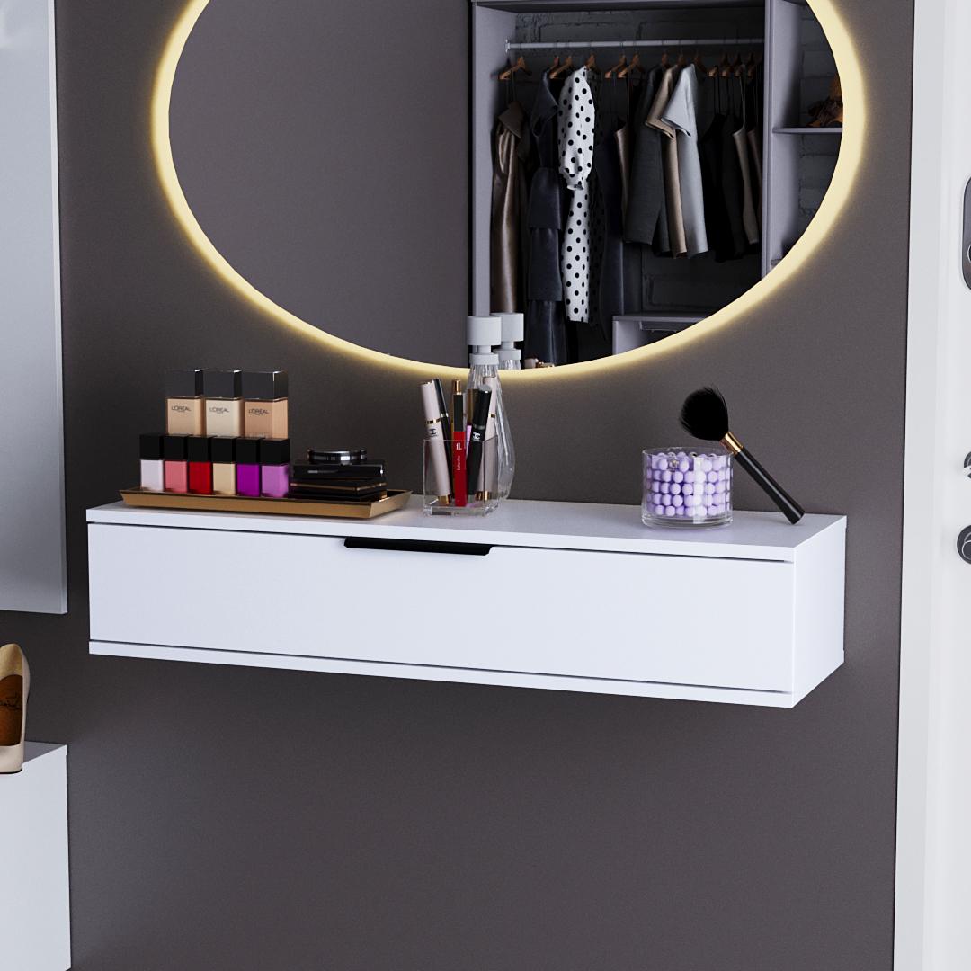 Столик навісний DiPortes Токіо Т-103 100/20/30 см Білий матовий (01400) Столик навісний DiPortes Токіо Т-103 100/20/30 см Білий матовий (01400)