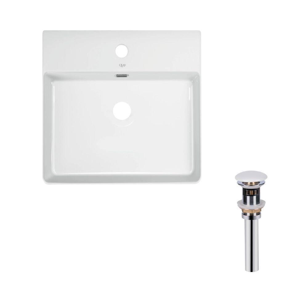 Комплект Qtap Nando LT подвесная раковина прямоугольная White 500х420х120 мм (PU02O)
