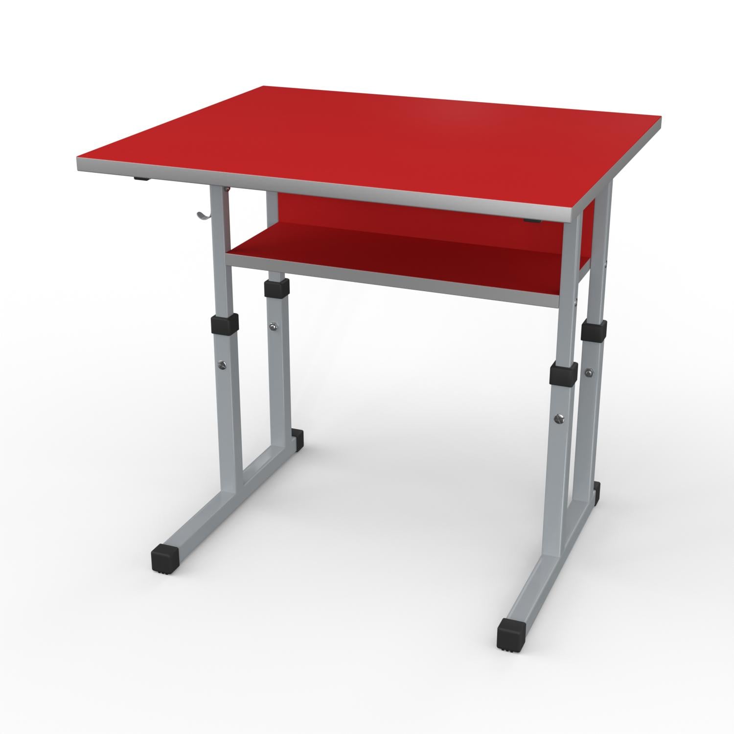 Парта школьная регулируемая 1-11 класс прямая столешница 600x500 мм Красный/Серый (1111-r-s)