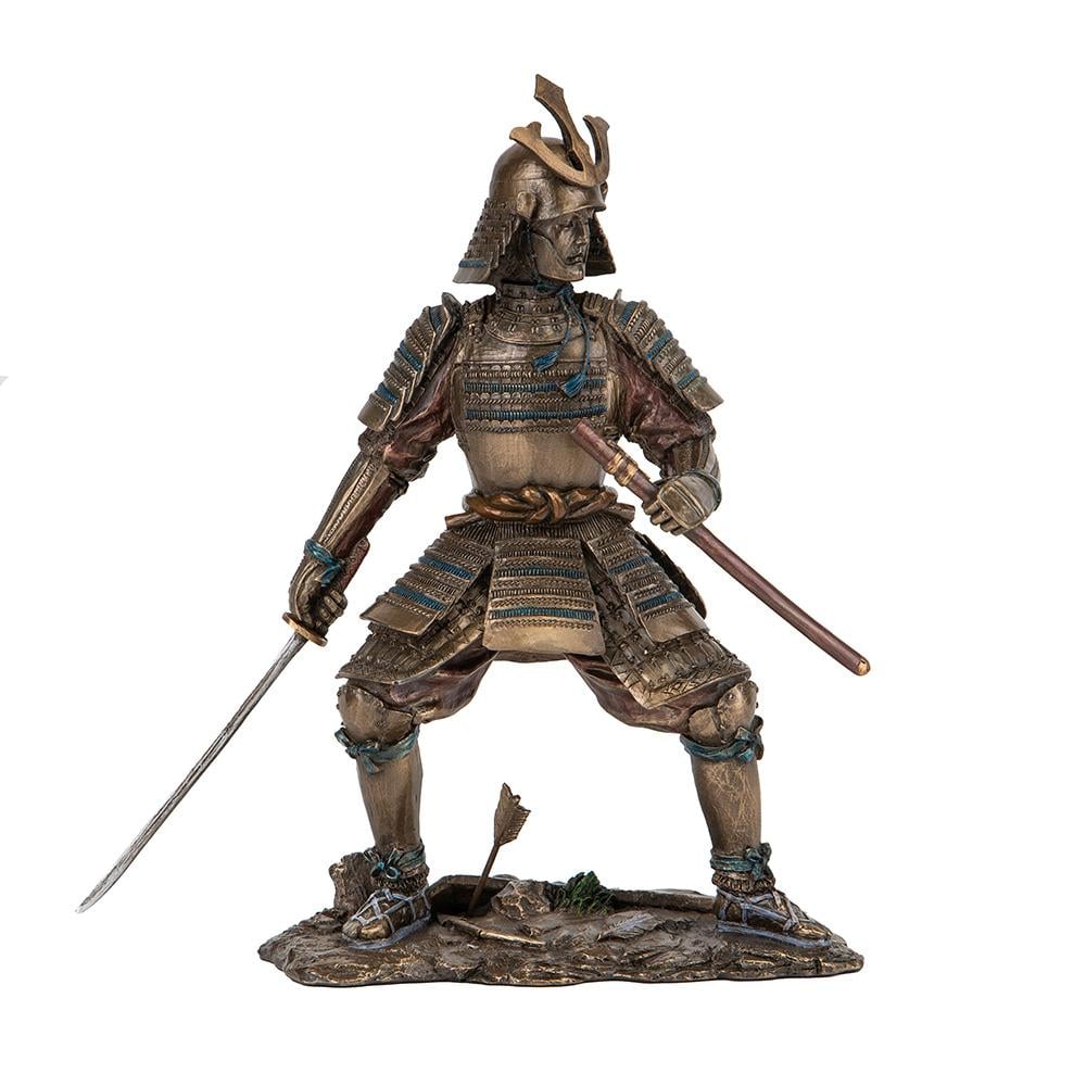 Статуетка декоративна Самурай з катанами з полістоуну 23 см Бронзовий (100-81-72583A4)