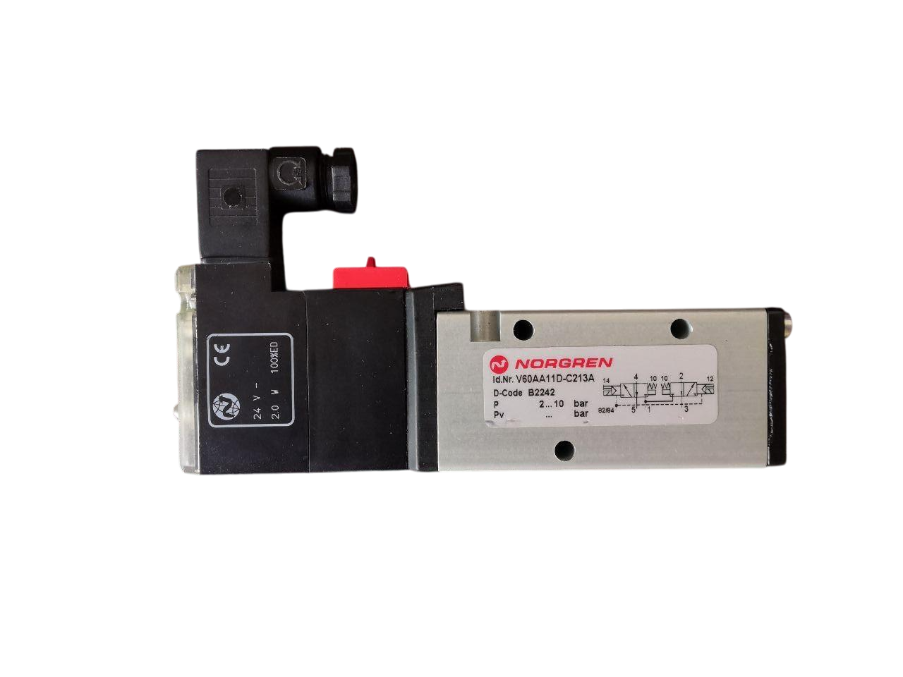 Клапан електромагнітний NORGREN 2x3/2 V60AA11D-C213A G1/8 NC-24VDC