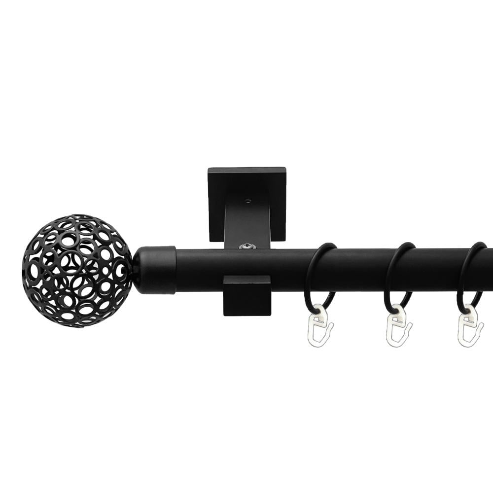 Карниз металлический Orvit Савона однорядная техно/гладкая труба/кольцо металлическое Черный Бархат 25 мм 160 см (00-00025456)