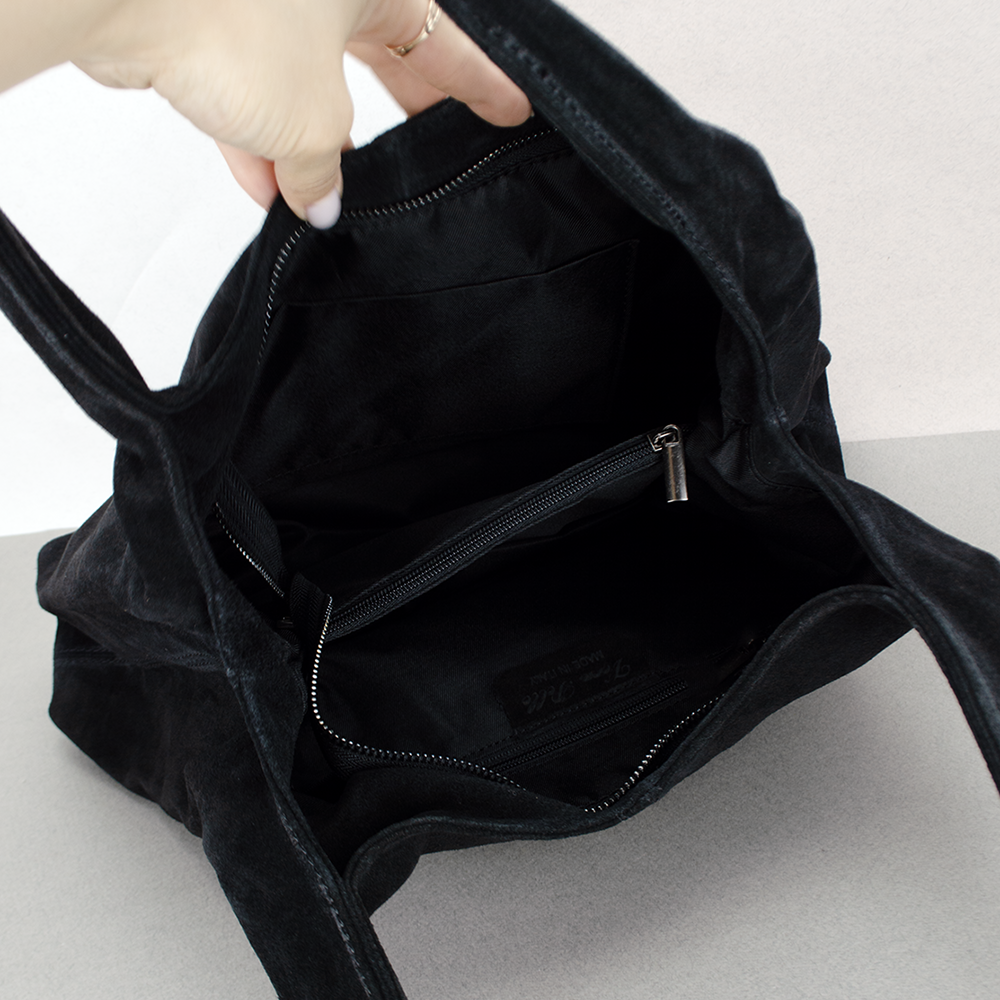 Сумка-шопер жіноча замшева Virginia Conti 03790 Чорний (2430424028) - фото 4 Сумка-шопер жіноча замшева Virginia Conti 03790 Чорний (2430424028) - фото 4