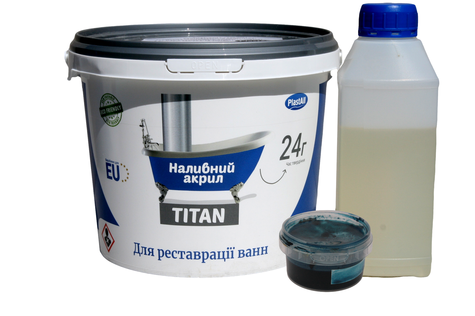 Акрил рідкий для реставрації ванн Plastall Titan 1,7 м 3,3 кг Синій (30827625)