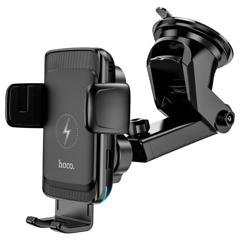 Тримач для телефона в машину Hoco з бездротовою зарядкою 15W Чорний (S35)